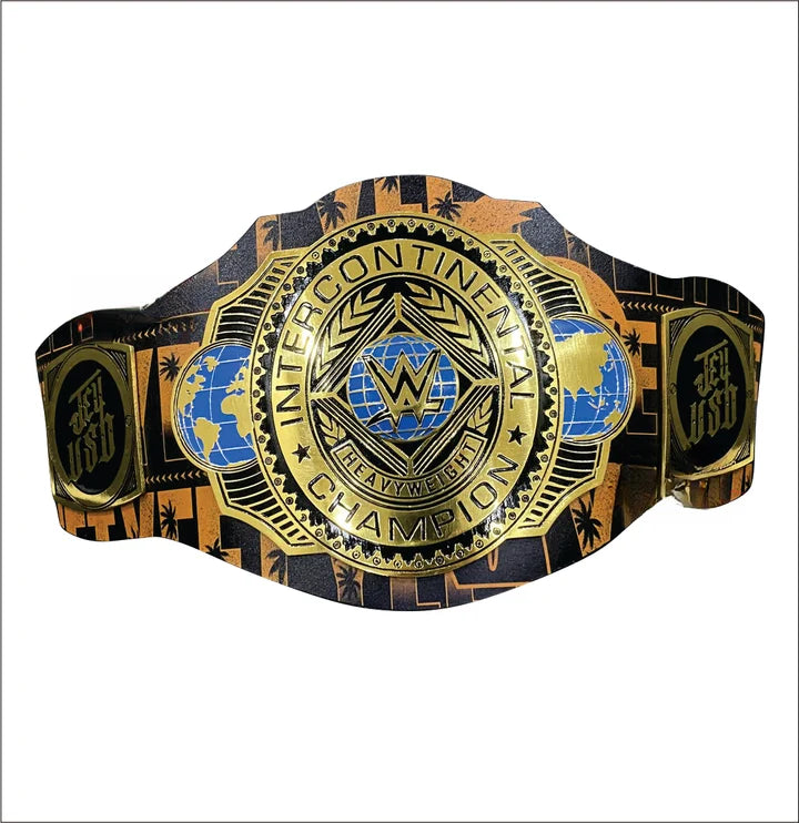 Custom Jey Uso Yeet Intercontinental Championship Belt Replica Wrestling Belt