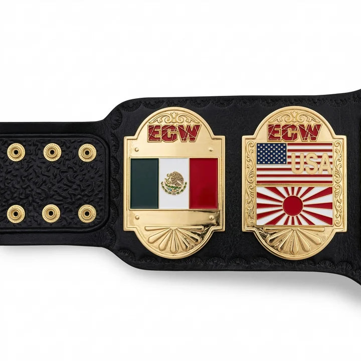 ECW International World Heavyweight Championship Replica Belt - Custom Dual-Flag Side Plates