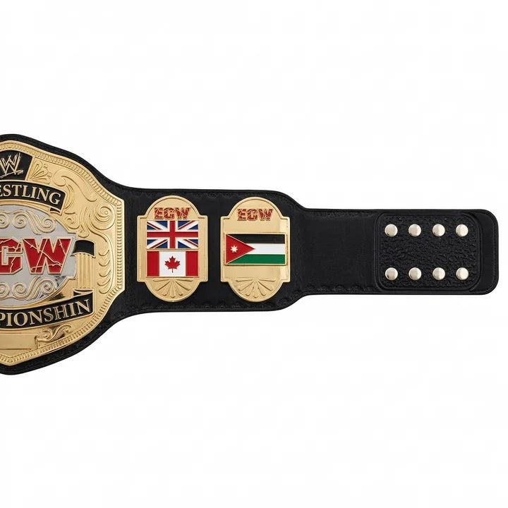 ECW International World Heavyweight Championship Replica Belt - Custom Dual-Flag Side Plates