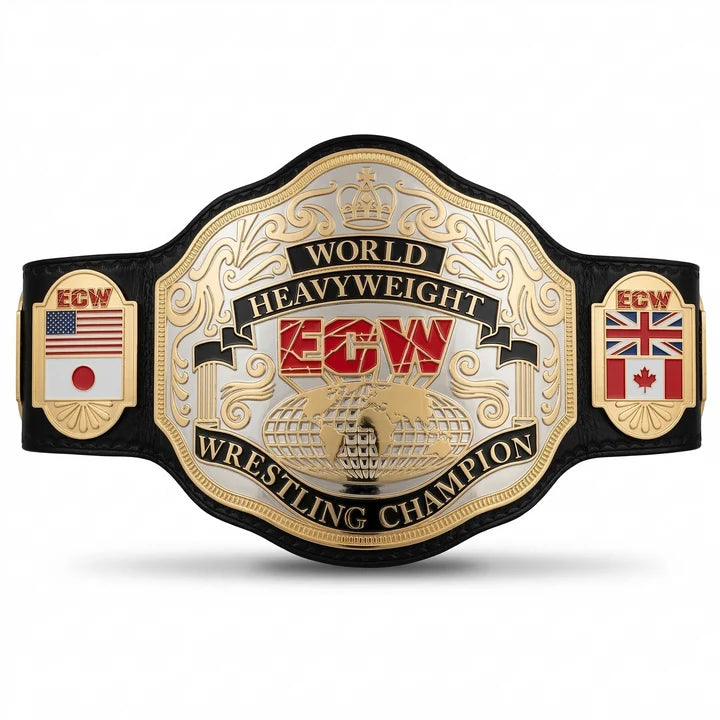 ECW International World Heavyweight Championship Replica Belt - Custom Dual-Flag Side Plates
