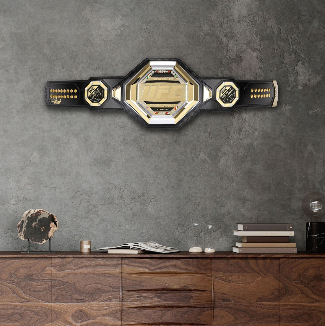 Israel Adesanya Signed UFC Legacy Championship Replica Belt Champions Forge