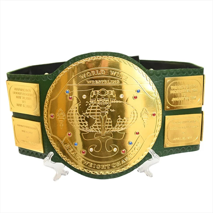Big Green Belt WWE replica by Championship Belts Online