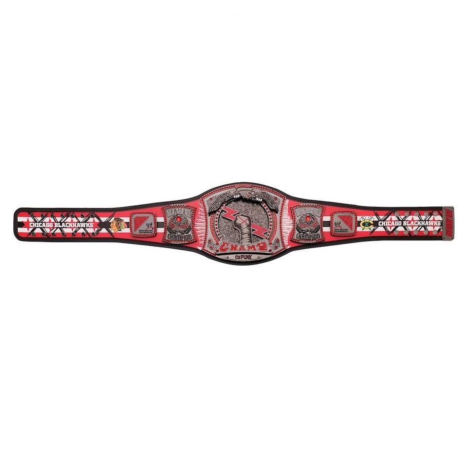 CM Punk Chicago Blackhawks Signature Series Spinner Championship Replica Title Belt