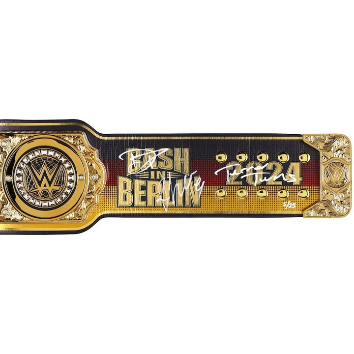 Damian Priest & Rhea Ripley WWE Autographed 2024 Bash in Berlin Replica Title Belt with Terror Twins Inscription - Limited Edition of 25