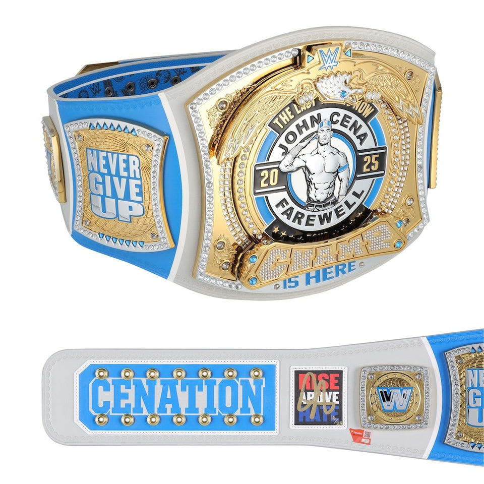 John Cena WWE Autographed Farewell Tour 2025 Grand Rapids Replica Title Belt