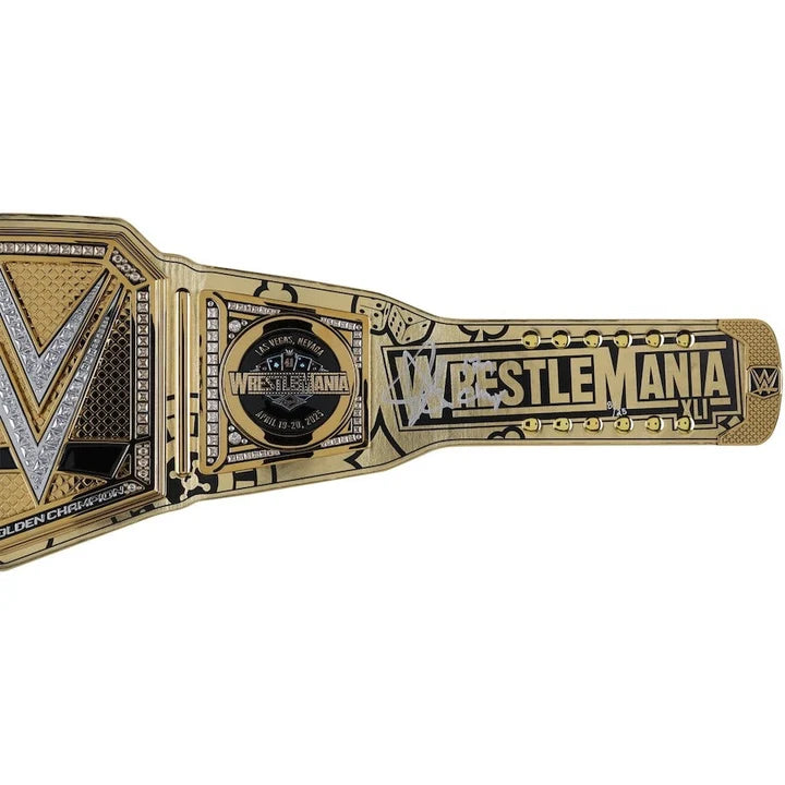 John Cena WWE Autographed WrestleMania 41 Golden Championship Replica Title Belt with 17x Champ Inscription - Limited Edition of 25