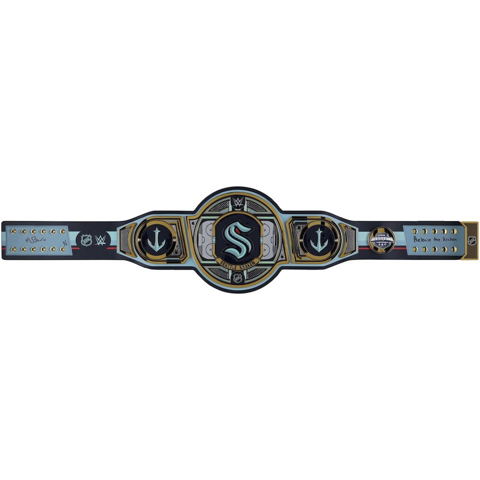 Matty Beniers Seattle Kraken Autographed WWE Legacy Title Belt