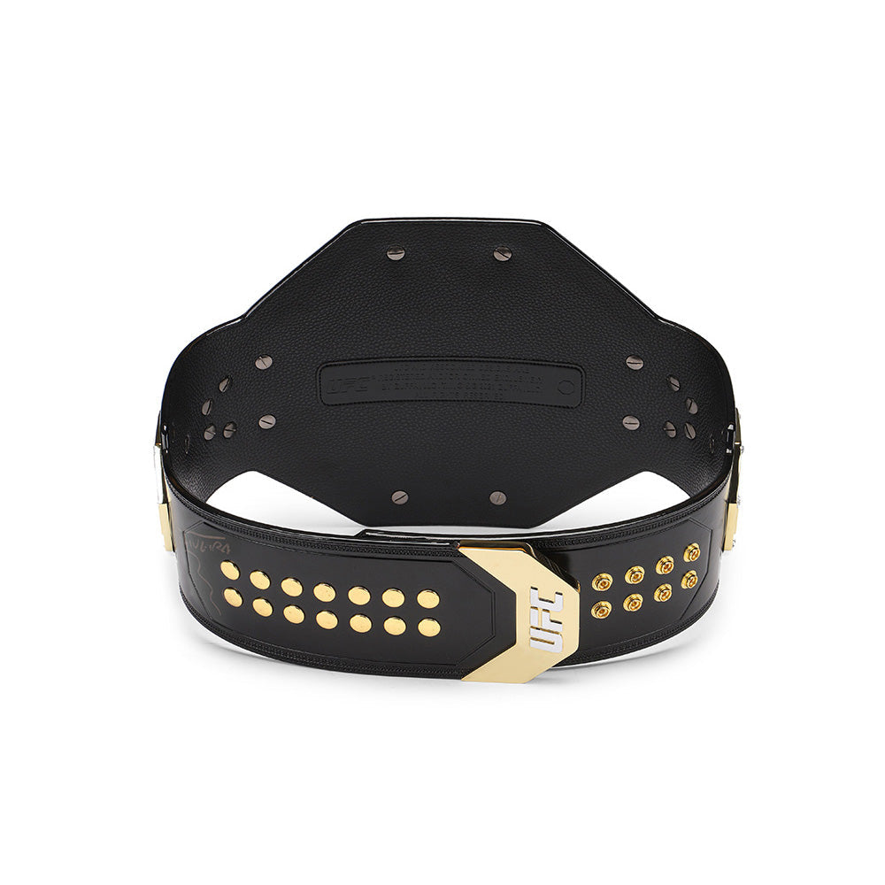 UFC legacy replica belt by Champions Forge with black leather and gold accents